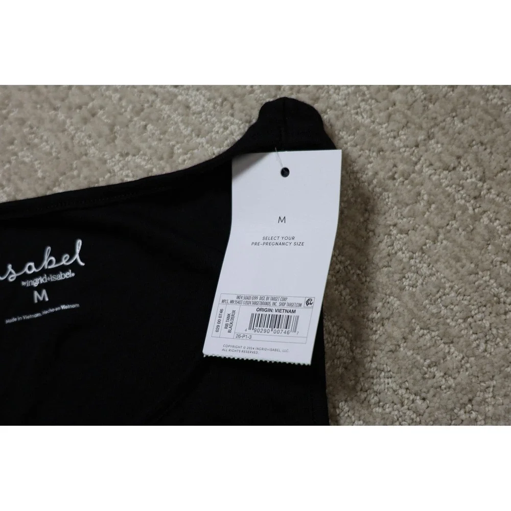 Isabel Maternity Ingrid & Isabel Black Ribbed Tank Top Size M NWT SS-021